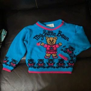 Toddler Blue Bear Sweater Top vintage